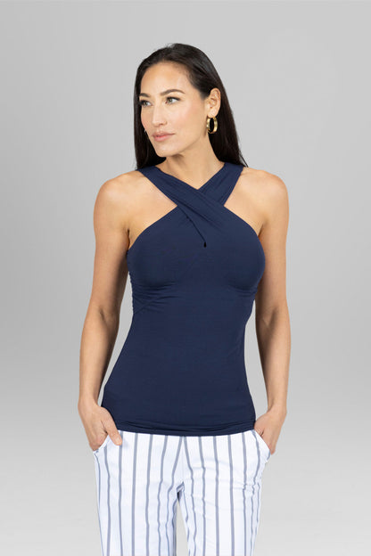 KIRAGRACE LUXE HALTER: MARINE NAVY