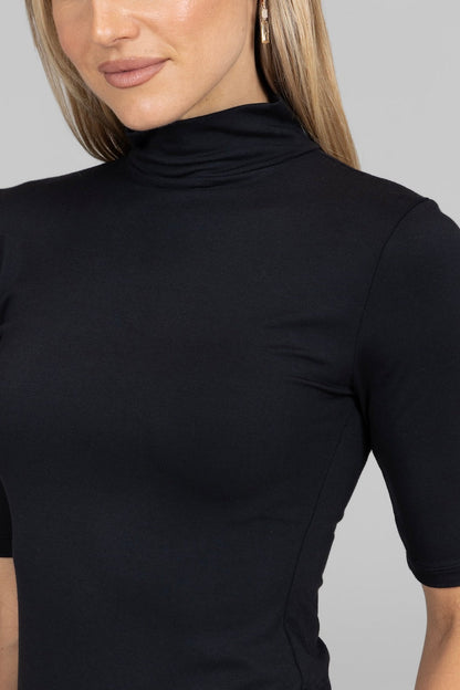 GRACE MOCKNECK TEE: BLACK