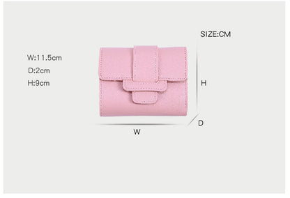 Pure Color Drawstring Tri-fold Ladies Purse Women's Coin Purse Clutch