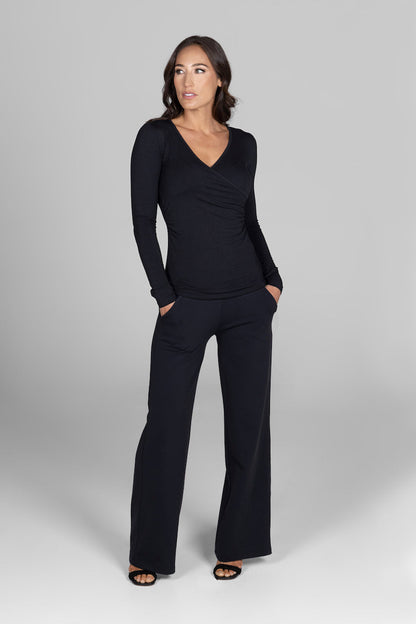 HIGH WAIST WIDE LEG PANT: BLACK