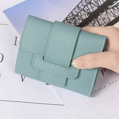 Pure Color Drawstring Tri-fold Ladies Purse Women's Coin Purse Clutch