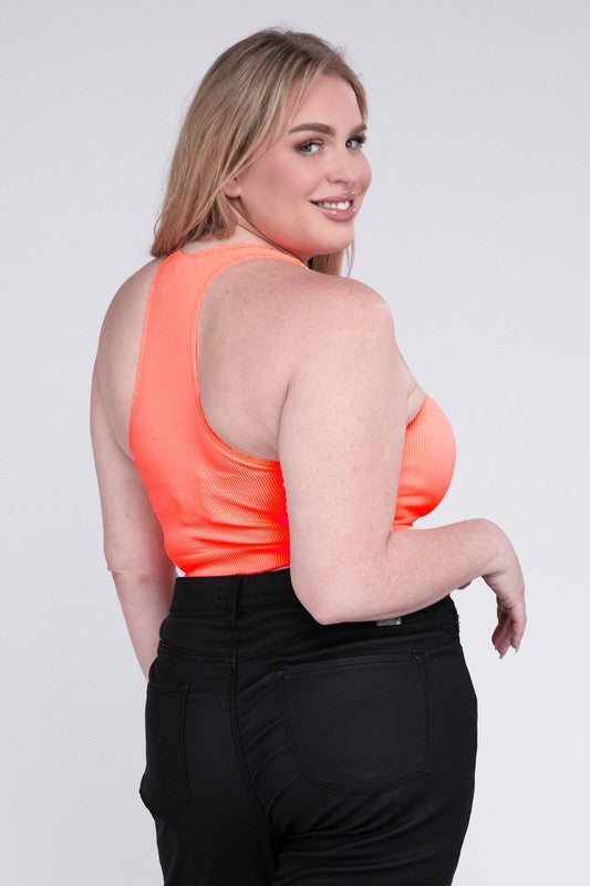 Plus Sized Ribbed Cropped Tank Top