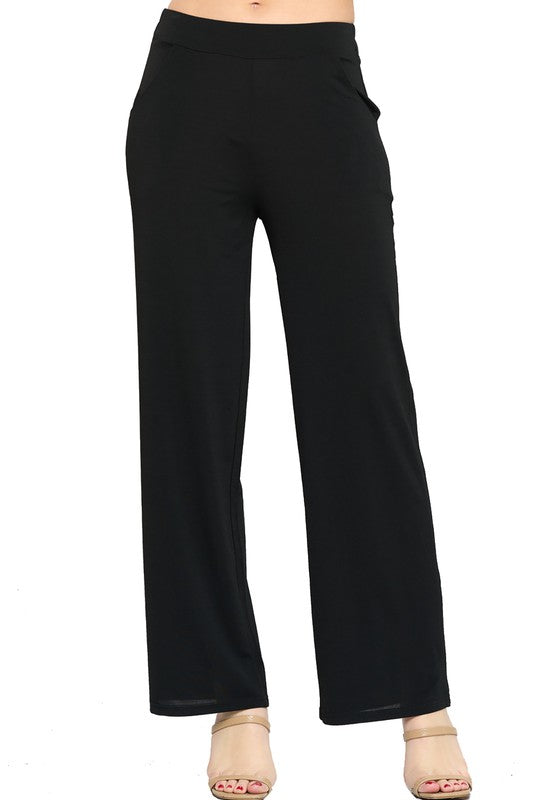 Solid, high waisted, wide leg pants