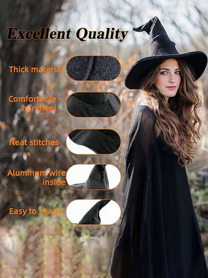 5PCS Large Witch Hat – Halloween Costume Accessory for Adults & Teens (38cm Height x 37cm Width)