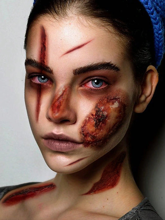 3 Horrible, Realistic, Fake Bloody Palm Wound Suture Scars Waterproof Temporary Tattoo Stickers