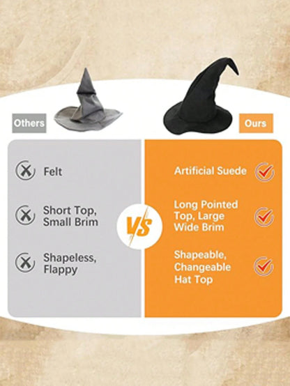 5PCS Large Witch Hat – Halloween Costume Accessory for Adults & Teens (38cm Height x 37cm Width)