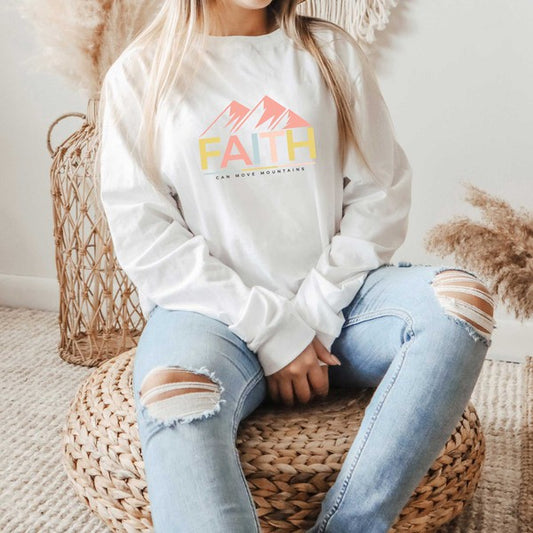 Bright Faith Can Move Mountains Long Sleeve  Tee