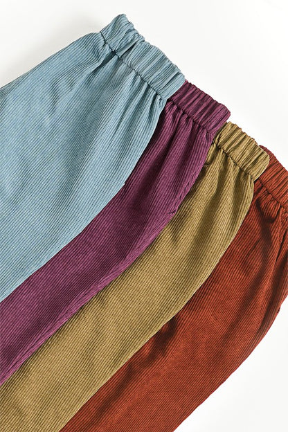 HIGH RISE CORDUROY PANTS WITH POCKETS