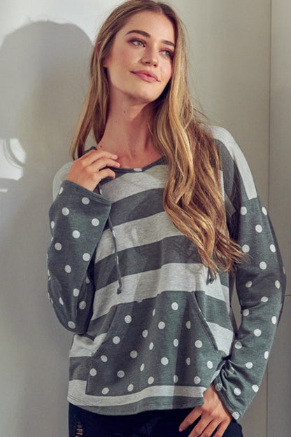 POLKA DOT STRIPE MIX SWEATSHIRTS