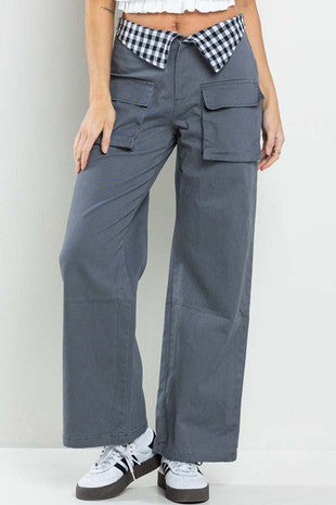 Twill Fold Checker Waist Pants