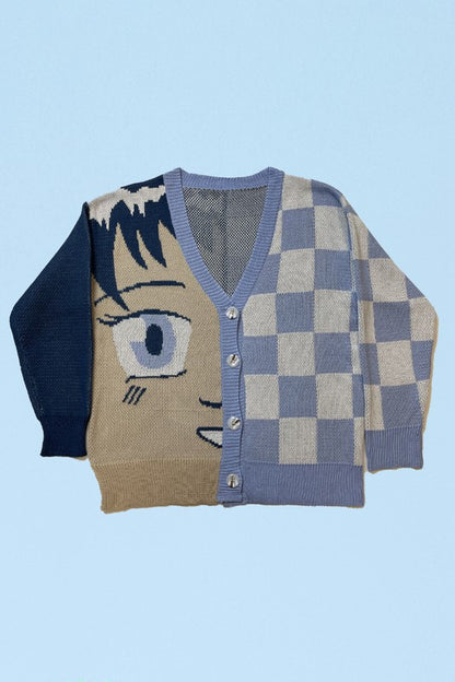 Anime checkered cardigan
