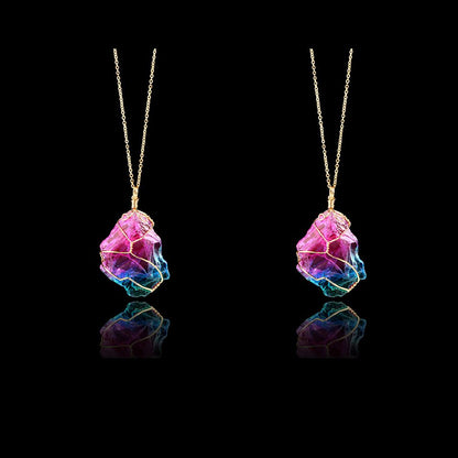 Colorful Natural Stone Winding Chain Necklace