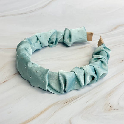 Scrunched Satin Jewel Dotted Headband