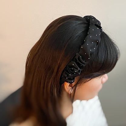 Scrunched Satin Jewel Dotted Headband