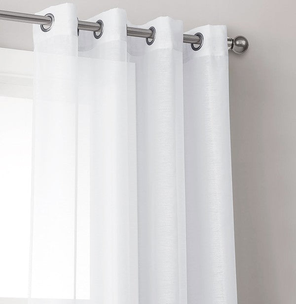 White Sheer Window Grommet Curtain Set