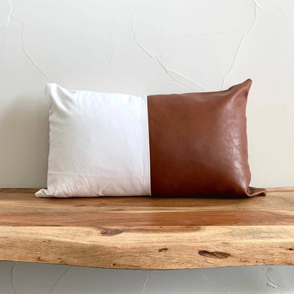 Faux leather lumbar pillow, 12x20in/ 16x26 in