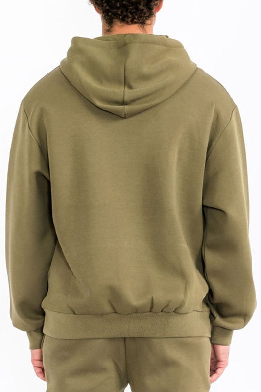 Mens Solid Tech  Fleece Hoodie