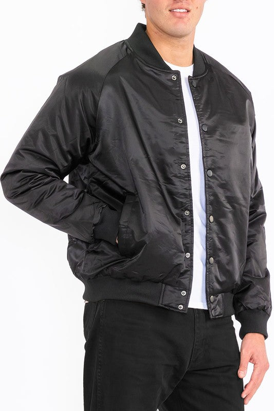 Mens Polyester Windbreaker Winter Bomber Jacket