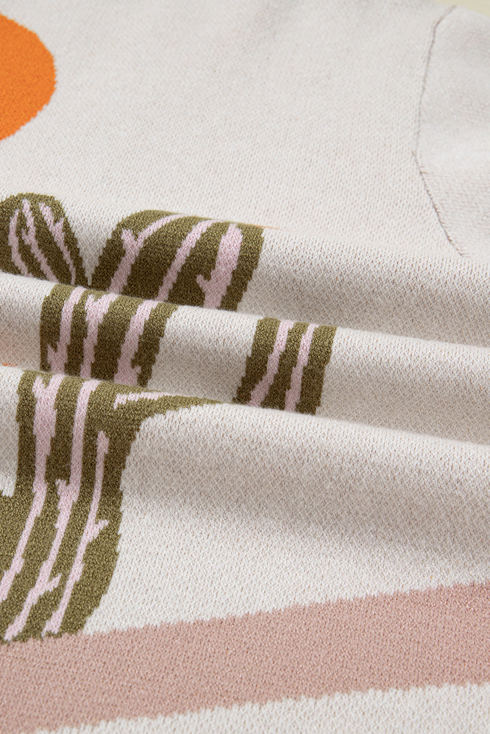 Apricot Western Desert Cactus Print Plus Size Button Cardigan Sweater