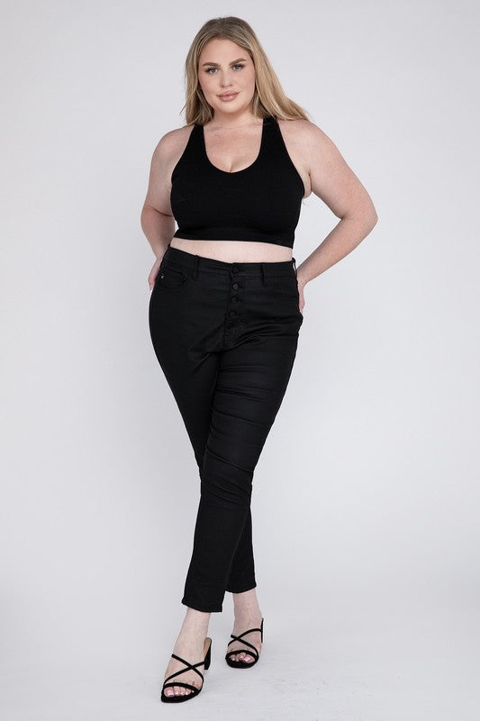 Plus Sized Ribbed Cropped Tank Top