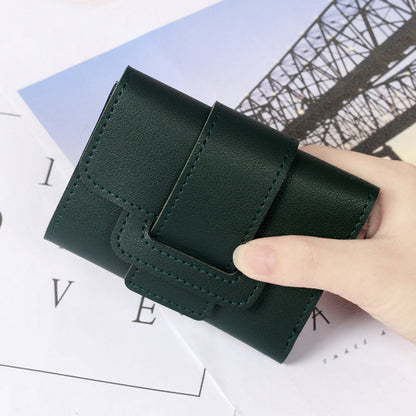 Pure Color Drawstring Tri-fold Ladies Purse Women's Coin Purse Clutch