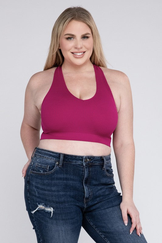 Plus Sized Ribbed Cropped Tank Top