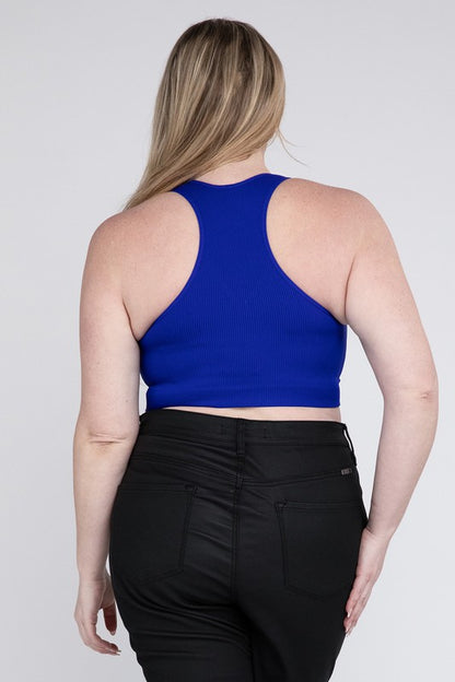 Plus Sized Ribbed Cropped Tank Top