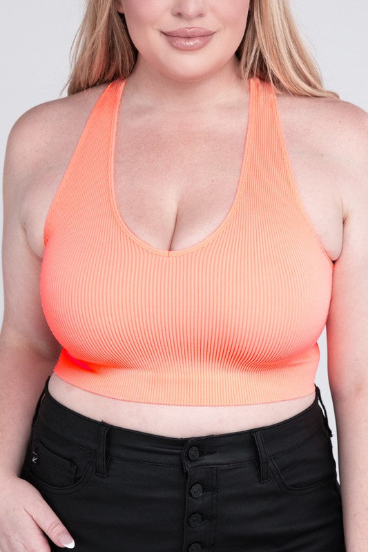 Plus Sized Ribbed Cropped Tank Top