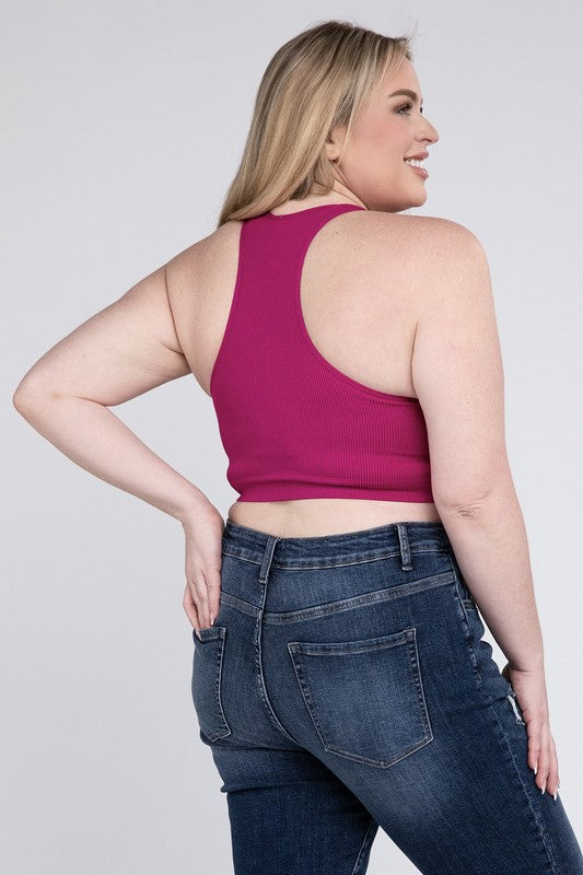 Plus Sized Ribbed Cropped Tank Top