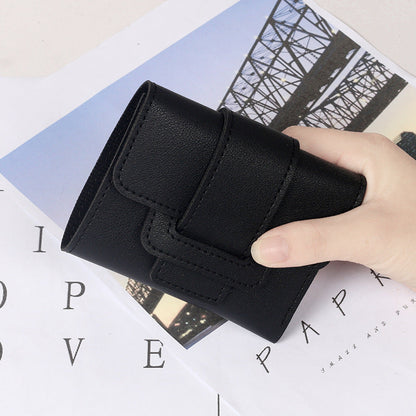 Pure Color Drawstring Tri-fold Ladies Purse Women's Coin Purse Clutch