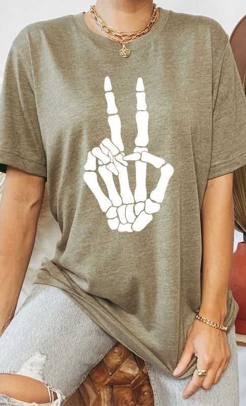 Skeleton Peace Sign Graphic Tee PLUS