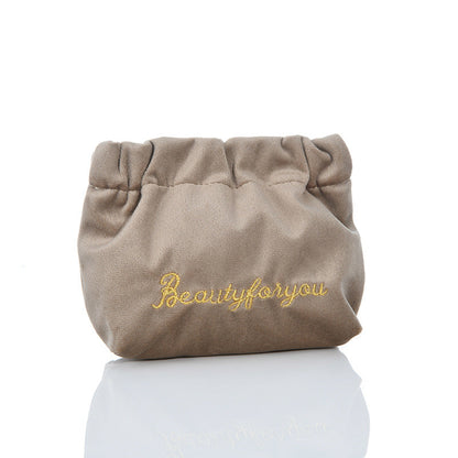 Alphabet-embroidered Velvet Shrapnel Coin Purse