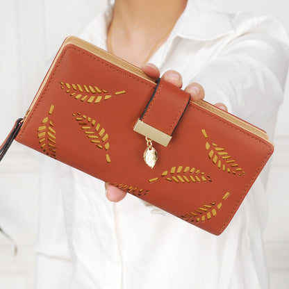 2021 new fashion ladies dress eighty percent off pierced Hand Bag Wallet Purse leaves students mobile phone bag bag