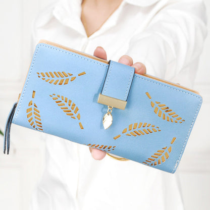 2021 new fashion ladies dress eighty percent off pierced Hand Bag Wallet Purse leaves students mobile phone bag bag