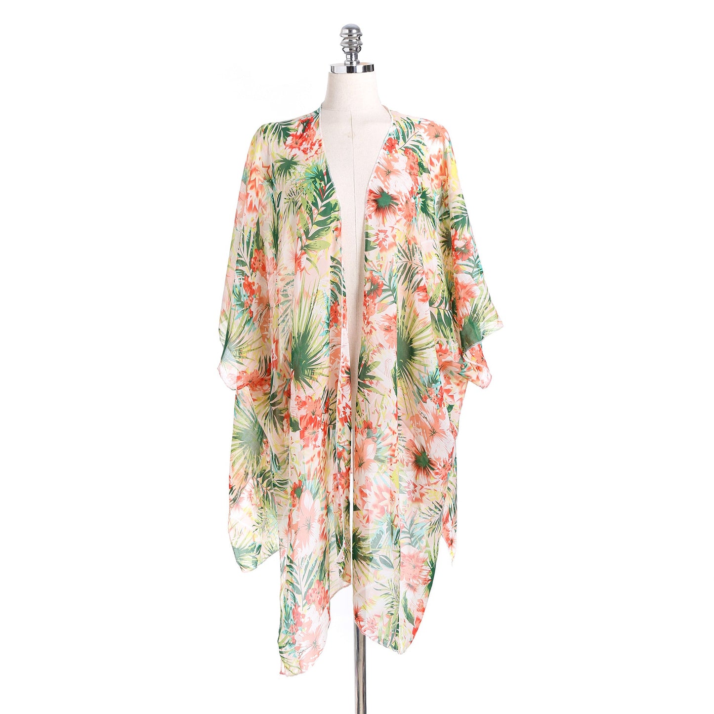 Summer Printed Floral Sun Protection Shirt Beach Dress Beach Cover Up