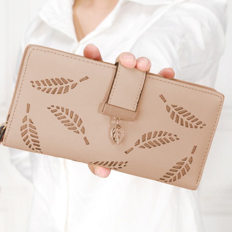 2021 new fashion ladies dress eighty percent off pierced Hand Bag Wallet Purse leaves students mobile phone bag bag