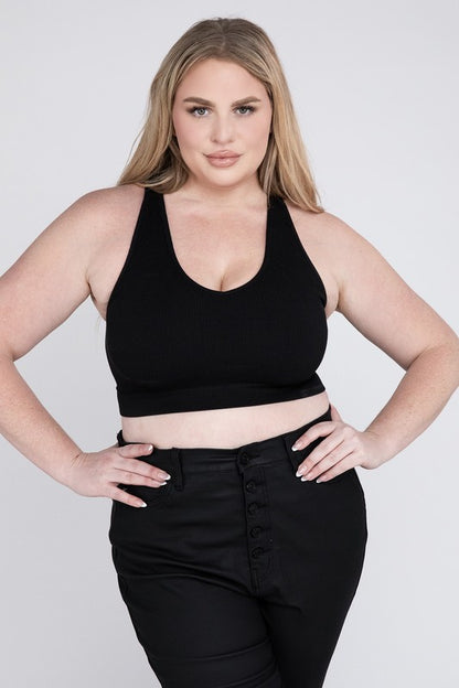 Plus Sized Ribbed Cropped Tank Top