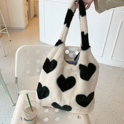 Love Shoulder Bags Double Side Used Winter Underarm Bag Women