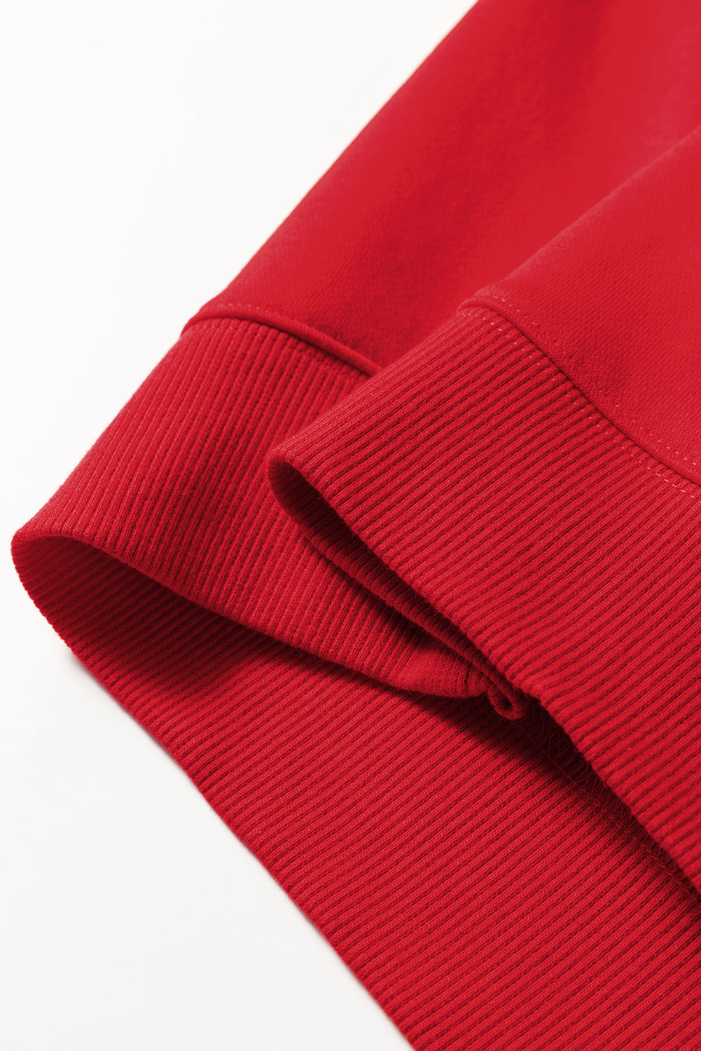 Fiery Red Varsity Striped Detail Crew Neck Plus Sweatshirt