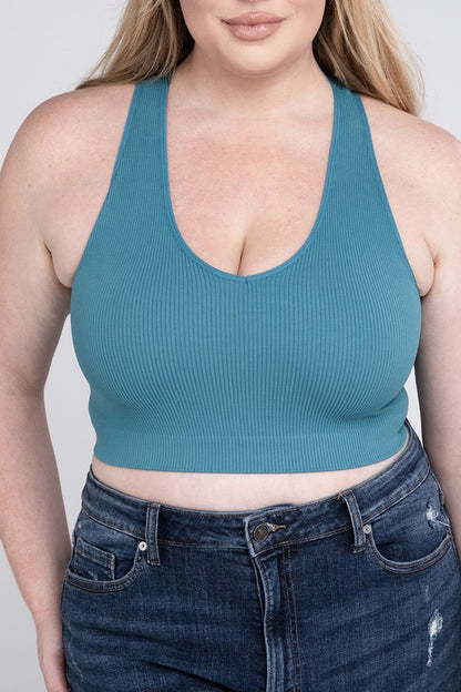 Plus Sized Ribbed Cropped Tank Top