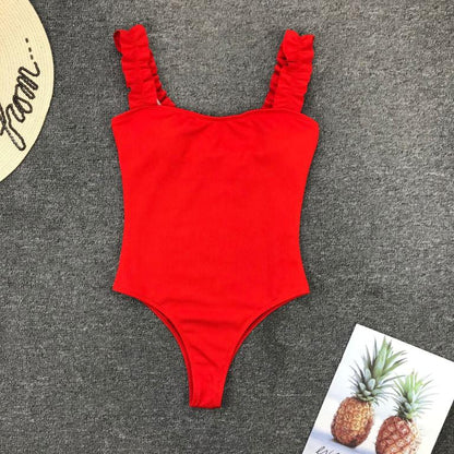 Bikinx Neon Lime Frill Strap Skinny Cami Bodysuit