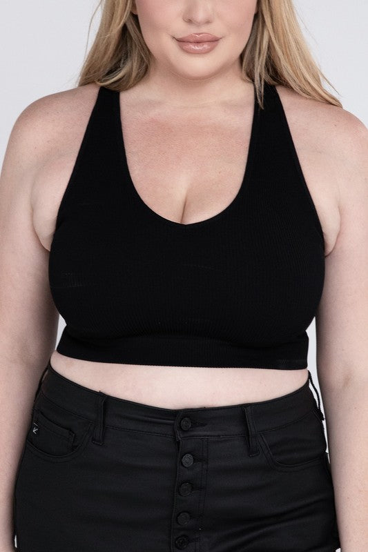 Plus Sized Ribbed Cropped Tank Top