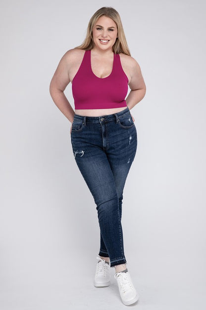 Plus Sized Ribbed Cropped Tank Top