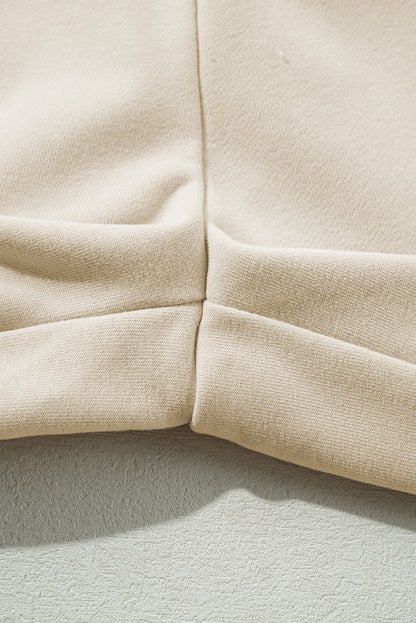 Apricot Loop Drawstring Elastic Waistband Casual Wide Leg Pants