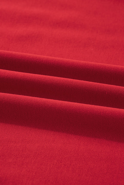 Fiery Red Varsity Striped Detail Crew Neck Plus Sweatshirt