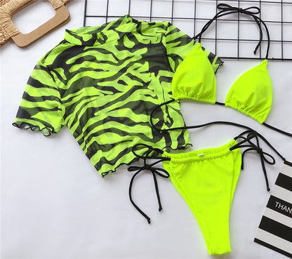 In-x Piece Swimsuit Women Neon Green Bikini Sexy Push Up Swimwear Women String Micro Bikini Set High Cut Bathing Suit