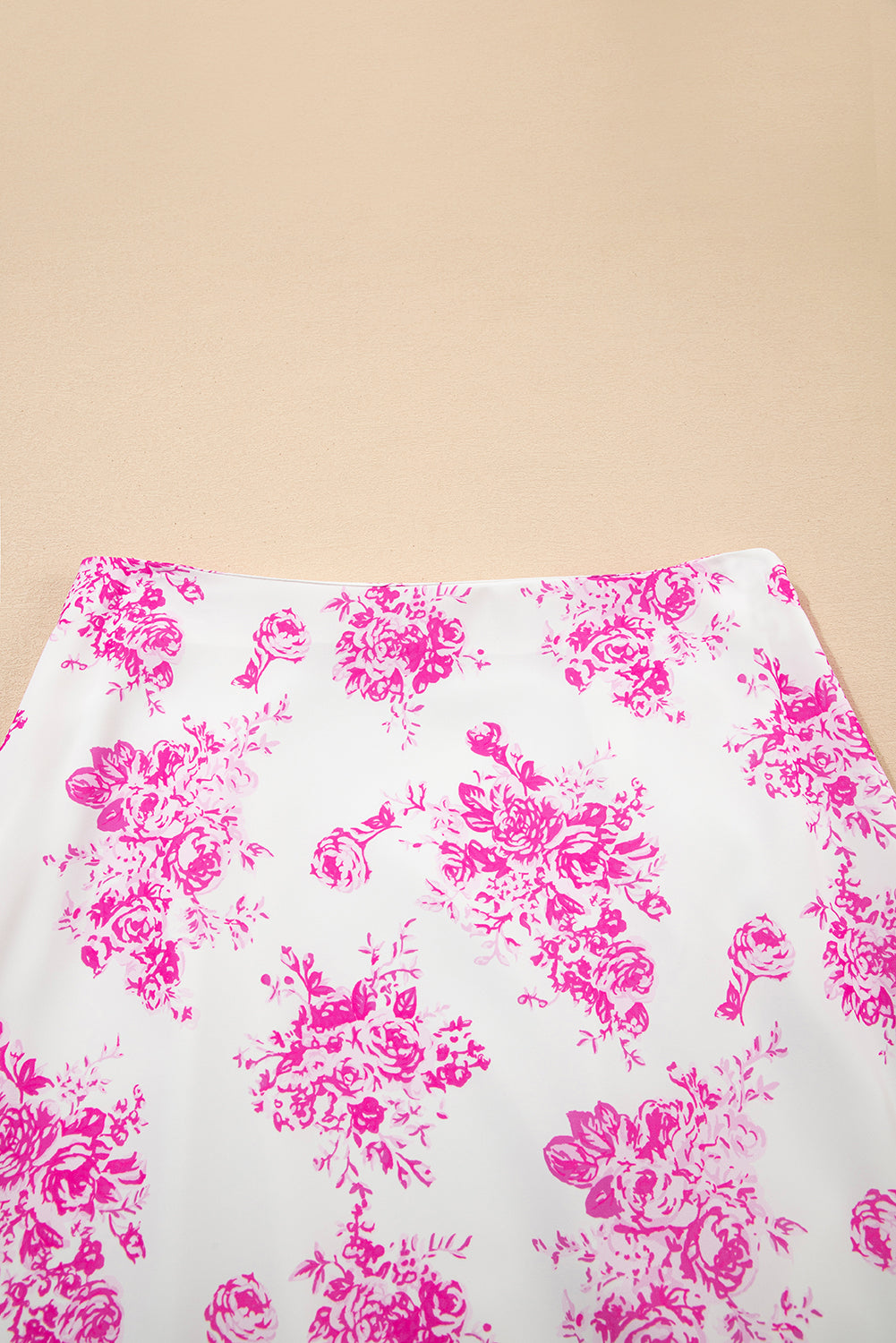 Rose Boho Floral High Waist Ruffle Split Maxi Skirt