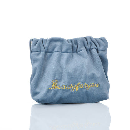 Alphabet-embroidered Velvet Shrapnel Coin Purse