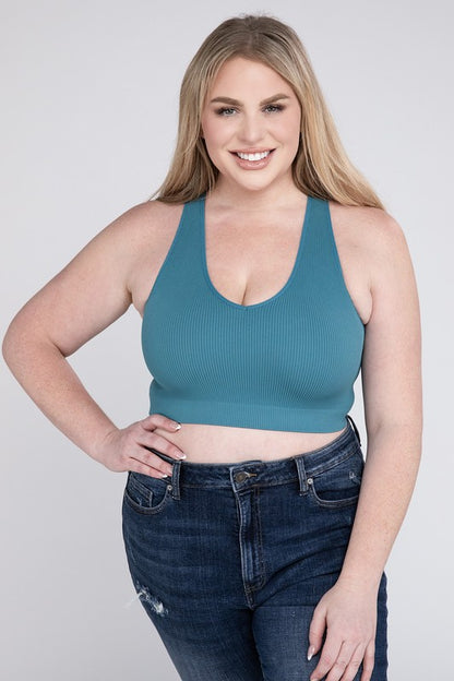 Plus Sized Ribbed Cropped Tank Top