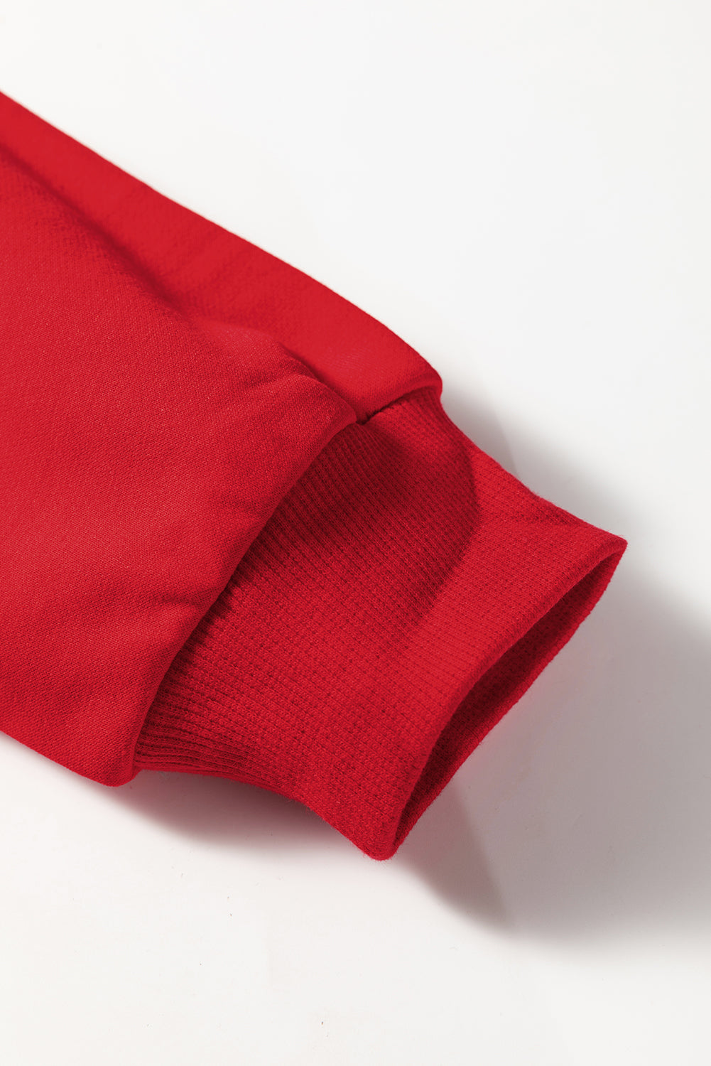 Fiery Red Varsity Striped Detail Crew Neck Plus Sweatshirt